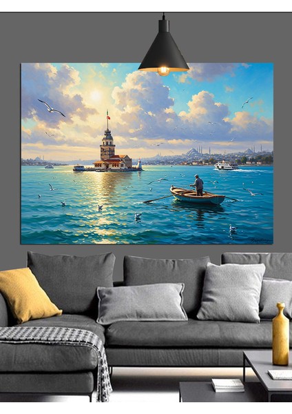Istanbul Kız Kulesi Deniz Dekoratif Kanvas - Mdf Ahşap Tablo fiyatları