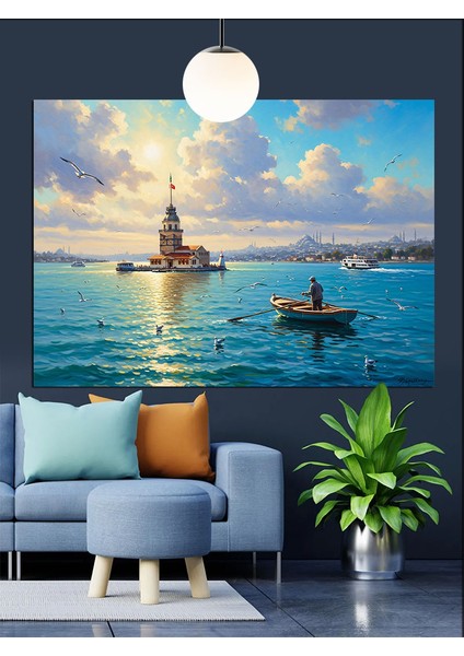 Istanbul Kız Kulesi Deniz Dekoratif Kanvas - Mdf Ahşap Tablo indirimleri