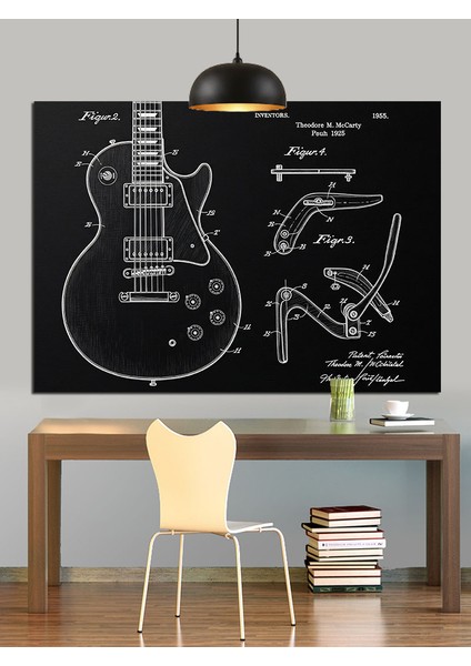 Gitar Şeması Teknik Çizim Dekoratif Kanvas - Mdf Ahşap Tablo fiyatları