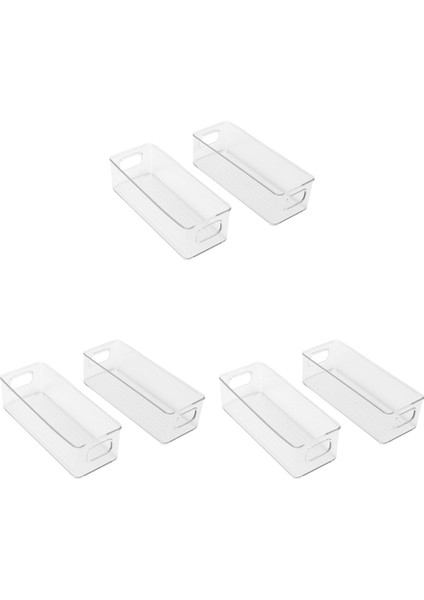 6 Adet Buzdolabı Organizatör Kutuları Kiler Mutfak Tutamaklı Temiz Istiflenebilir Plastik Gıda Depolama Rafı (Yurt Dışından)