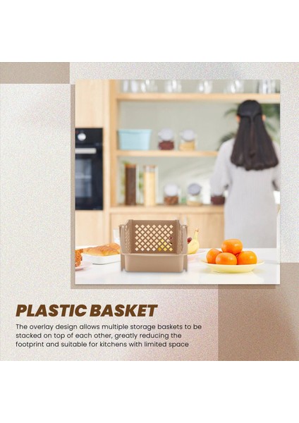 Istiflenebilir Plastik Sepet Mutfak Depolama Sepeti Meyve ve Sebze Plastik Depolama Sepeti Plastik Depolama Rafı (Bej) (Yurt Dışından) indirimleri