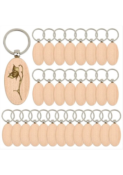 30PCS Oval Ahşap Anahtarlık Boşluklar Bitmemiş Ahşap Anahtarlık Boş Anahtar Halkası Anahtar Etiketi Ahşap Gravür Boş Anahtar Zincirleri (Yurt Dışından)