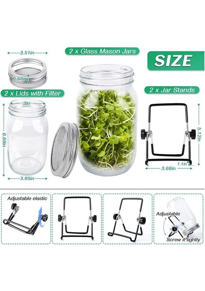 Tohum Filizleme Kavanoz Kiti 2 Geniş Ağız Kavanozu Bean Fasulye Fasulyesi Büyüyen Kit Büyüyen Kavanozlu Kafes Ekran Kapakları (Yurt Dışından) modelleri