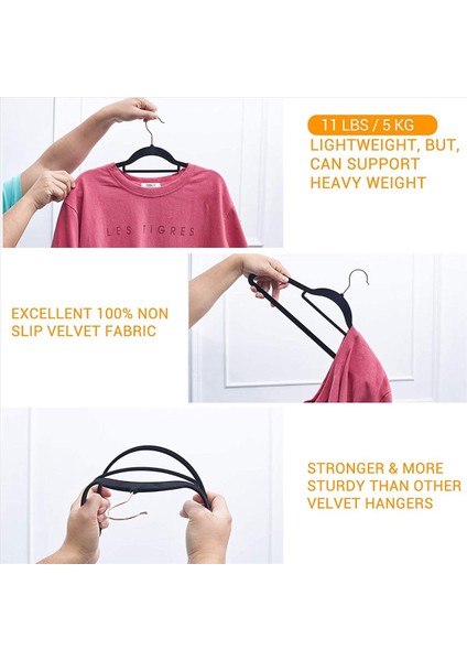 40 Pack Velvet Askılar Slip Olmayan Keçe Askı Alan Tasarrufu Kıyafetleri Askı Paltolar Için Floked (Siyah) (Yurt Dışından) fırsatları