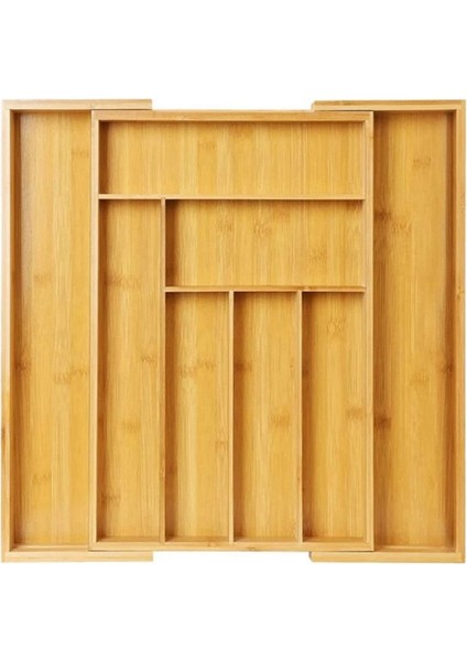 Bambu Genişletilebilir Çekmece Organizatörü Mutfak Gümüş Eşya Çatal Bıçak ve Makyaj Çekmeceleri Için Gümüş Eşya Organizatörü (Yurt Dışından)