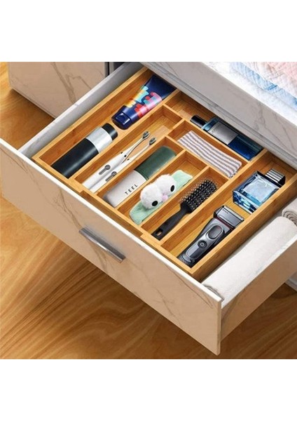 Bambu Genişletilebilir Çekmece Organizatörü Mutfak Gümüş Eşya Çatal Bıçak ve Makyaj Çekmeceleri Için Gümüş Eşya Organizatörü (Yurt Dışından) modelleri