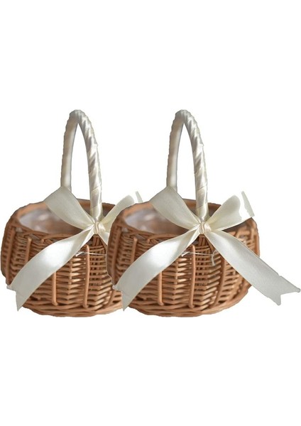 2pcs Dokuma Çiçek Sepeti Rattan Depolama Sepeti Çiçek Kız El Sepeti El Yapımı Çiçek Sepeti Yay Büyük (Yurt Dışından) fiyatları