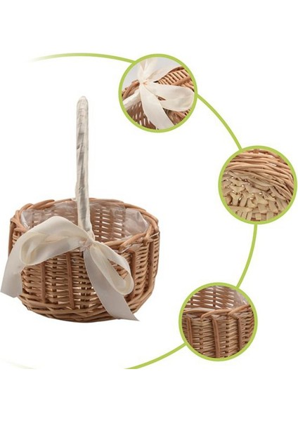 2pcs Dokuma Çiçek Sepeti Rattan Depolama Sepeti Çiçek Kız El Sepeti El Yapımı Çiçek Sepeti Yay Büyük (Yurt Dışından) fırsatları