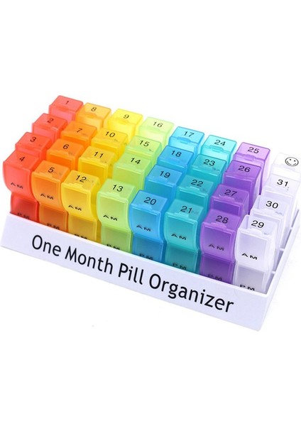 Aylık Hap Organizatörü Günde 2 Kez 31 Günlük Hap Kasası Küçük Bölmeler Vitamin ve Seyahat Ilaç Organizatörü Tutmak Için (Yurt Dışından)