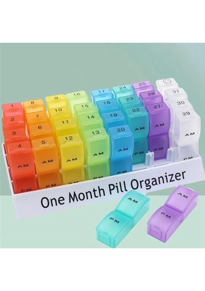 Aylık Hap Organizatörü Günde 2 Kez 31 Günlük Hap Kasası Küçük Bölmeler Vitamin ve Seyahat Ilaç Organizatörü Tutmak Için (Yurt Dışından) modelleri