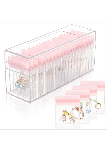 Akrilik Mücevher Kutusu 20 Pvc Taşınabilir Anti Oksitleyici Fermuar Çantaları Olan Temiz Takı Organizatörü Seyahat Mücevher Kutusu (Yurt Dışından)
