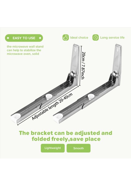 Destek Çerçevesi Çelik Katlanabilir Streç Raf Rafı Mikrodalga Fırın Duvar Montaj Braketi Paslanmaz Gümüş (Yurt Dışından) indirimleri