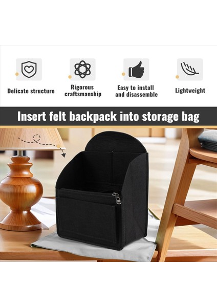 Keçe Sırt Çantası Ek Organizatör Depolama Çantası Evrensel Çanta Çanta Erkekleri Kadın Omuz Tote Çanta Çanta Organizatörleri (Siyah) (Yurt Dışından) fırsatları