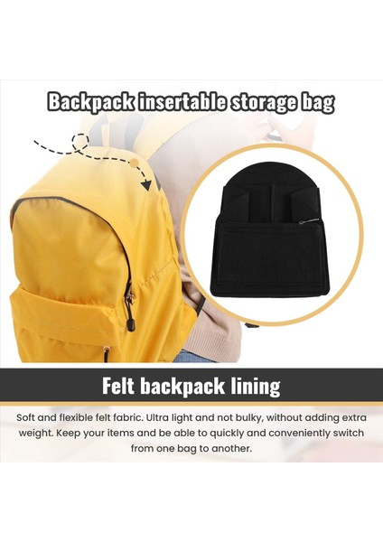 Keçe Sırt Çantası Ek Organizatör Depolama Çantası Evrensel Çanta Çanta Erkekleri Kadın Omuz Tote Çanta Çanta Organizatörleri (Siyah) (Yurt Dışından) indirimleri