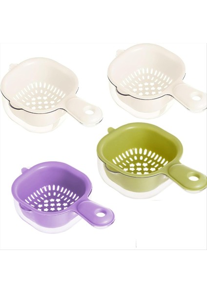 Çift Katmanlı Drenaj Sepeti Tutamak 2 Arada 1 Çok Fonksiyonlu Drenaj Sepeti Meyve ve Sebze Yıkama Sepeti (Yurt Dışından)