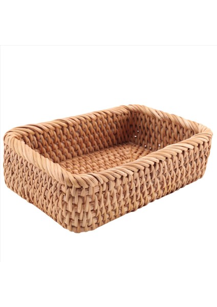 3x El Dokuması Dikdörtgen Rattan Hasır Sepet Meyve Çayı Atıştırmalık Piknik Kozmetik Kutusu Mutfak Ev Araçları-S (Yurt Dışından) modelleri