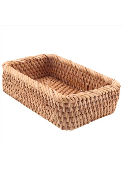 3x El Dokuması Dikdörtgen Rattan Hasır Sepet Meyve Çayı Atıştırmalık Piknik Kozmetik Kutusu Mutfak Ev Araçları-S (Yurt Dışından) fırsatları