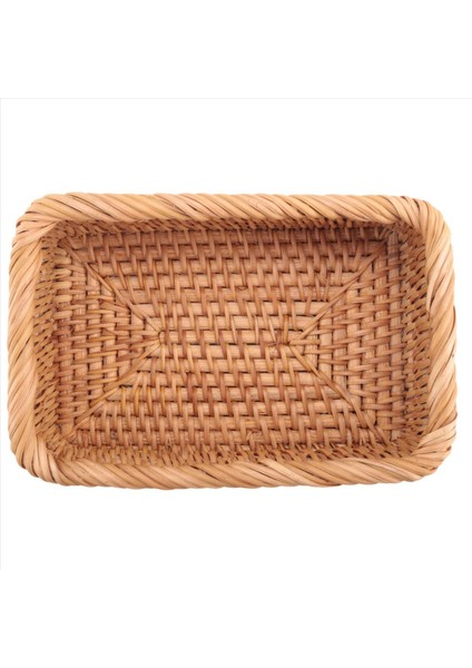 3x El Dokuması Dikdörtgen Rattan Hasır Sepet Meyve Çayı Atıştırmalık Piknik Kozmetik Kutusu Mutfak Ev Araçları-S (Yurt Dışından) indirimleri