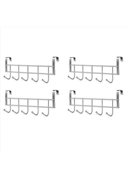 4x Kapı 5 Kancalar Ev Banyo Düzenleyici Raf Giysisi Ceket Şapka Havlu Askı Paslanmaz Çelik Iyi Yük Taşıma (Yurt Dışından)
