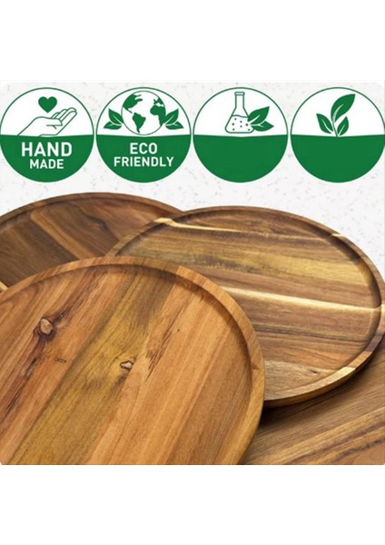 Yuvarlak Ahşap Tepsi Ahşap Servis Tepsisi Servis Tabağı Meze Charcuterie Tahtası Mutfak/tezgah Için Tepsi Organizatör (Yurt Dışından) fırsatları