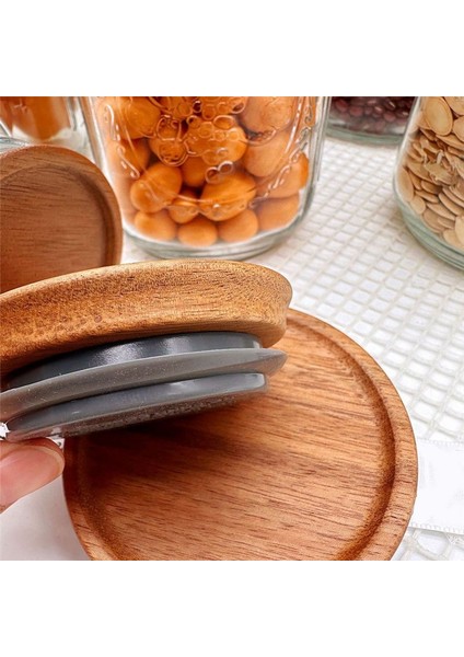 Normal Ağız Kavanoz Kapakları Ahşap Kavanoz Üstleri Normal Ağız Kavanozları Için Hava Geçirmez Silikon Conta ile Konserve Kapakları 4 Paket (Yurt Dışından) fiyatları