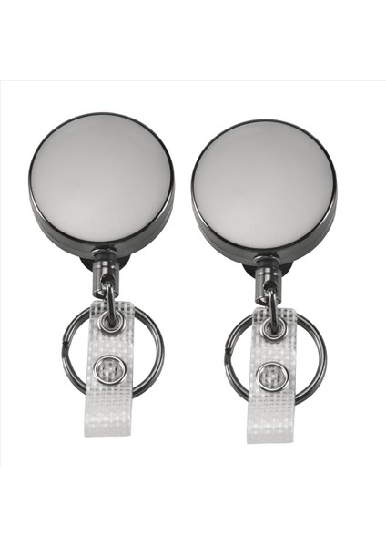 2 Paket Mini Ağır Dereceli Geri Çekilebilir Rozet Tutucu Makarası Metal Kimlik Rozeti Tutucu Kemer Klipsli Anahtar Yüzük Kart Anahtarlık (Küçük Parlak Siyah) (Yurt Dışından)