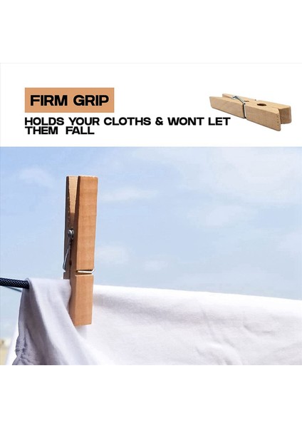 3x Giysiler Pimleri Ilkbahar Ahşap El Sanatları ve Clothingline Çamaşırhanesi Üzerinde Ahşap Giysiler ile Dış Mekan (Yurt Dışından) fiyatları