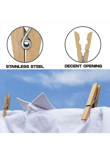 3x Giysiler Pimleri Ilkbahar Ahşap El Sanatları ve Clothingline Çamaşırhanesi Üzerinde Ahşap Giysiler ile Dış Mekan (Yurt Dışından) fırsatları