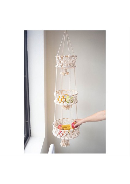 Püskül Asılı Sepet Bohem Ev Dekoru Saksı Rafı Asılı Meyve Sepeti Mutfak Kapalı Açık Dekorasyon C (Yurt Dışından) fiyatları