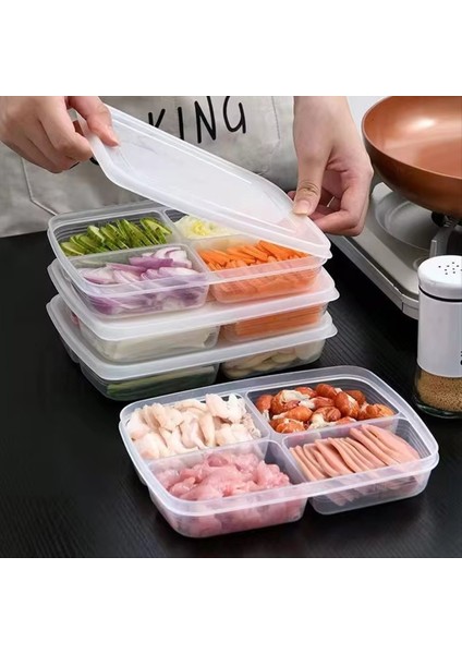 Buzdolabı Depolama Kutusu Paketlenmiş Öğle Yemeği Kutusu Gıda Sınıfı Mühürlü Taze Tutma Kutusu Dört Bölümlü Soğutmalı Saklama Kutusu (Yurt Dışından) modelleri