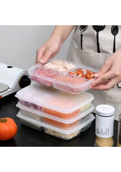Buzdolabı Depolama Kutusu Paketlenmiş Öğle Yemeği Kutusu Gıda Sınıfı Mühürlü Taze Tutma Kutusu Dört Bölümlü Soğutmalı Saklama Kutusu (Yurt Dışından) fırsatları