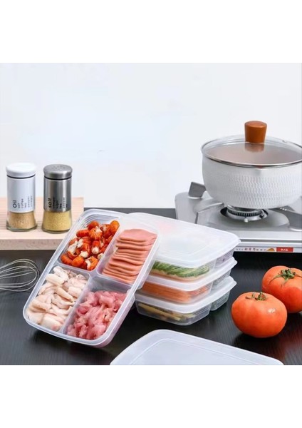 Buzdolabı Depolama Kutusu Paketlenmiş Öğle Yemeği Kutusu Gıda Sınıfı Mühürlü Taze Tutma Kutusu Dört Bölümlü Soğutmalı Saklama Kutusu (Yurt Dışından) indirimleri