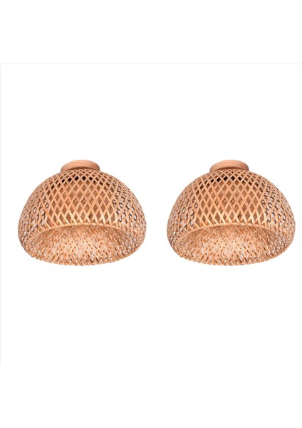 2x Bambu Hasır Rattan Işık Fikstürü Aydınlatma Montajı Oturma Odası Yatak Odası Yemek Odası 30X18CM (Yurt Dışından)