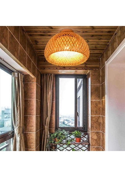 2x Bambu Hasır Rattan Işık Fikstürü Aydınlatma Montajı Oturma Odası Yatak Odası Yemek Odası 30X18CM (Yurt Dışından) indirimleri