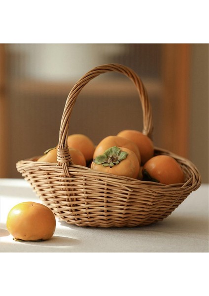 2x Hasır Sepet Saplı Hasır Alışveriş Sepeti Sepeti Sepeti Piknik Sepetleri Mutfak Depolama Sepeti- Küçük (Yurt Dışından) fırsatları