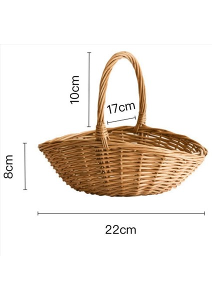 2x Hasır Sepet Saplı Hasır Alışveriş Sepeti Sepeti Sepeti Piknik Sepetleri Mutfak Depolama Sepeti- Küçük (Yurt Dışından) indirimleri