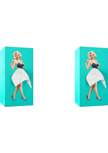 2x Karikatür Kız Doku Kutusu Uçan Etek Doku Kutusu Masaüstü Dekorasyon Peçete Kutusu Kız Uzun Etek Doku Kutusu (Mavi) (Yurt Dışından)