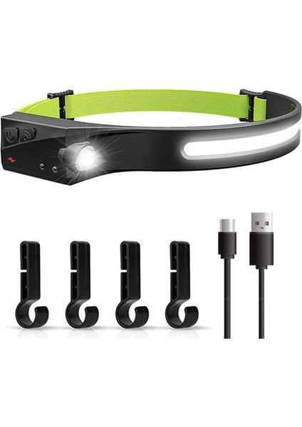 LED Kafa Işık Dalgası Indüksiyon Kobu Far Dış Mekan Binicilik Işık USB Şarj Gecesi Çalışma Işığı (Yurt Dışından)