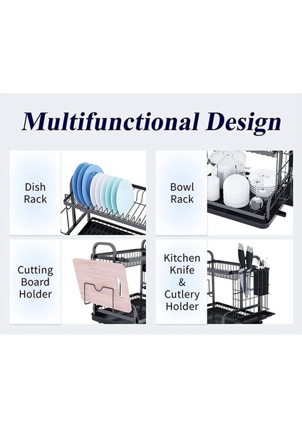Bulaşık Kurutma Rafı -Multifonksiyonel Bulaşık Rafı Pasopalı Mutfak Bulaşık Drenaj Tahtası ve Tesis Tutucu (Yurt Dışından) indirimleri