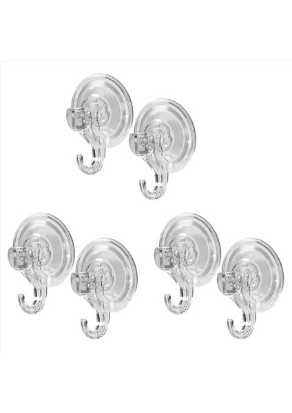 6x Büyük Şeffaf Yeniden Kullanılabilir Ağır Hizmetli Vakum Kupası Kancası (Yurt Dışından)