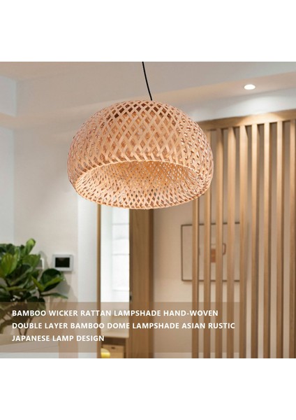 Bambu Hasır Rattan Abajur El Dokuma Çift Katmanlı Bambu Kubbe Abajur Asya Rustik Japon Lamba Tasarımı (Yurt Dışından) modelleri