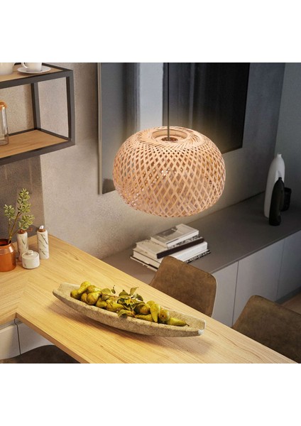 Bambu Hasır Rattan Abajur El Dokuma Çift Katmanlı Bambu Kubbe Abajur Asya Rustik Japon Lamba Tasarımı (Yurt Dışından) fırsatları