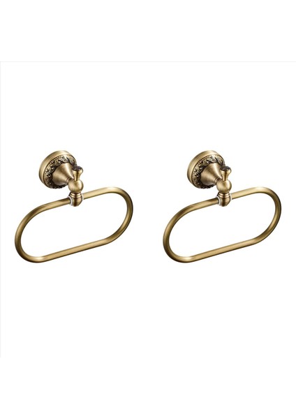 2x Oval Havlu Yüzüğü Antika Pirinç Zarif Desen Oyma Askı El Havlu Tutucu Için Banyo Mutfak Aksesuarları (Yurt Dışından)