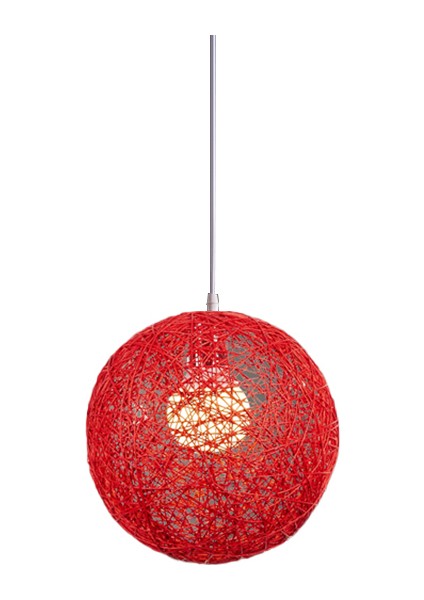 Kırmızı Bambu Rattan ve Jüt Top Avizesi Bireysel Yaratıcılık Küresel Rattan Yuva Abajur (Yurt Dışından)