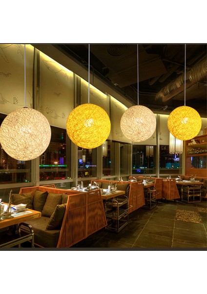 Kırmızı Bambu Rattan ve Jüt Top Avizesi Bireysel Yaratıcılık Küresel Rattan Yuva Abajur (Yurt Dışından) fırsatları