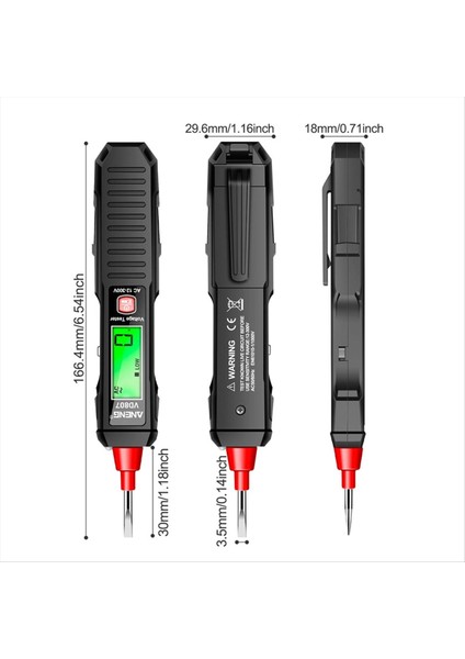 Aneng VD807 Dijital Voltaj Dedektörü Test Cihazı AC12-300V Voltaj Test Cirsi Devre Ncv Sensör Tel Elektrikçi Aracı (Siyah) (Yurt Dışından) fiyatları