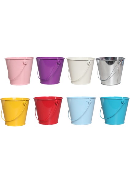 Saplı Küçük Metal Kova Partys Dekorasyonu Için Plaj Oyuncakları Mini Kova Sınıf Masaüstü Depolama Kovası 8pcs B (Yurt Dışından)