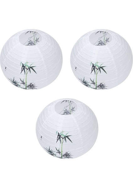 3x 40CM Lamba Gölge Kağıt Fener Oryantal Tarzı Işık Dekorasyonu Çince Desen Bambu (Yurt Dışından)