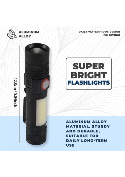 LED El Feneri Su Geçirmez El Feneri Manyetik Torch Zoom T6+Cob Cob Cob Cup Taşınabilir El Işığı 18650 Pil (Yurt Dışından) fırsatları