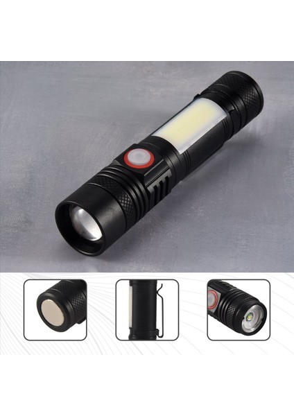 LED El Feneri Su Geçirmez El Feneri Manyetik Torch Zoom T6+Cob Cob Cob Cup Taşınabilir El Işığı 18650 Pil (Yurt Dışından) indirimleri